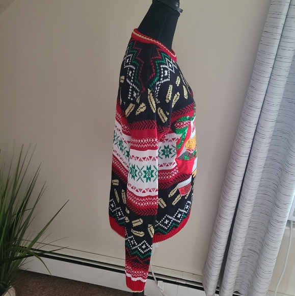 🍔BLIZZARD BAY Men's Ugly Christmas Sweater "Jolly Burger" Size Small - Picture 5 of 8